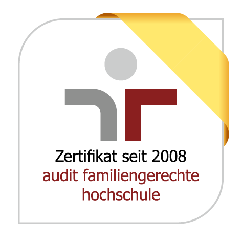 Logo: Zertifikat seit 2008 – Audit familiengerechte Hochschule